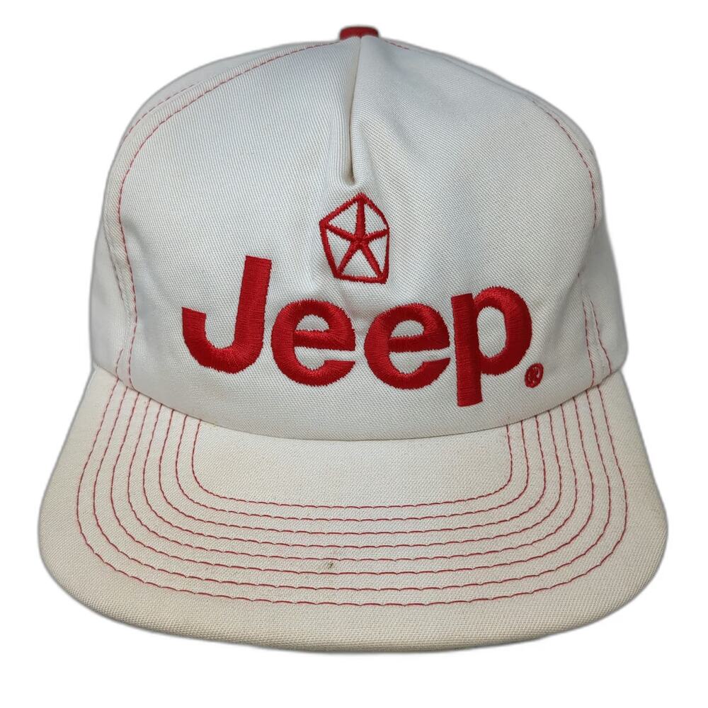 Innovative Products Jeep Chrysler Trucker Snapback Hat White OS USA Vintage